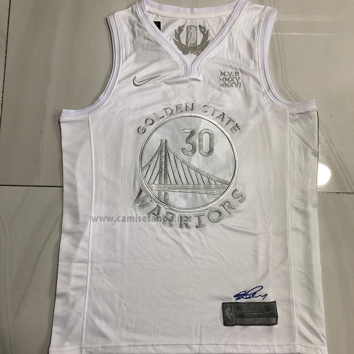 Camiseta Golden State Warriors Stephen Curry #30 MVP Blanco